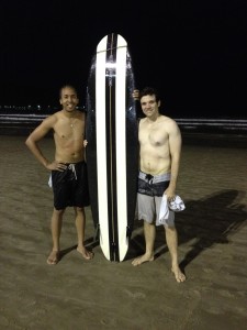 Nothing like a surfing session after a good day's work! (Provided you have a good teacher!)